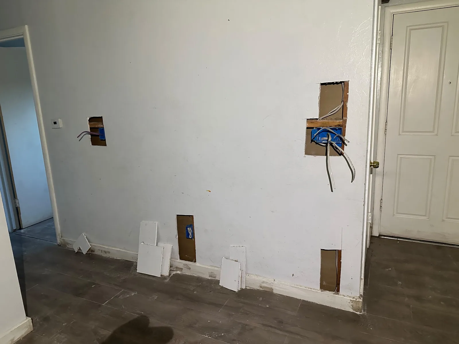 Multiple electrical boxes and new wiring during Davis whole-house rewiring